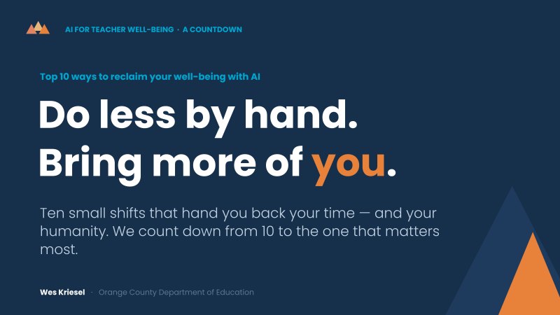 Ten Ways to Reclaim Your Well-Being with AI title slide